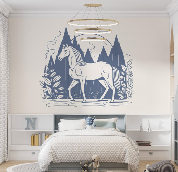 Premium Peel & Stick Wall Mural - Mystical Horse Landscape