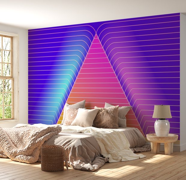 Premium Wallpaper Wall Mural - Neon Zigzag Pattern 60"Wx40"H / Non-Woven Fleece