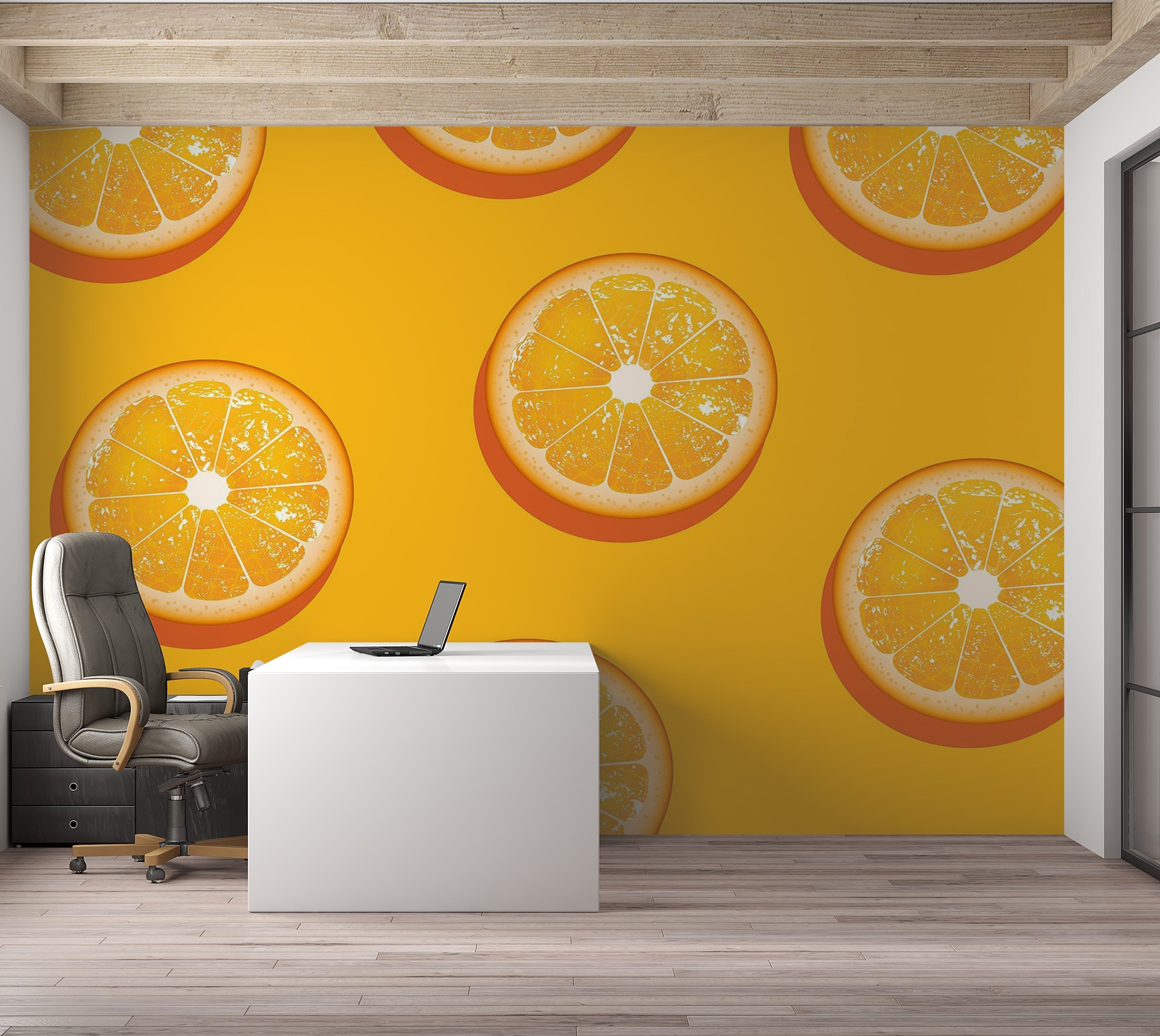 Premium Peel & Stick Wall Mural - Orange Slices Pattern
