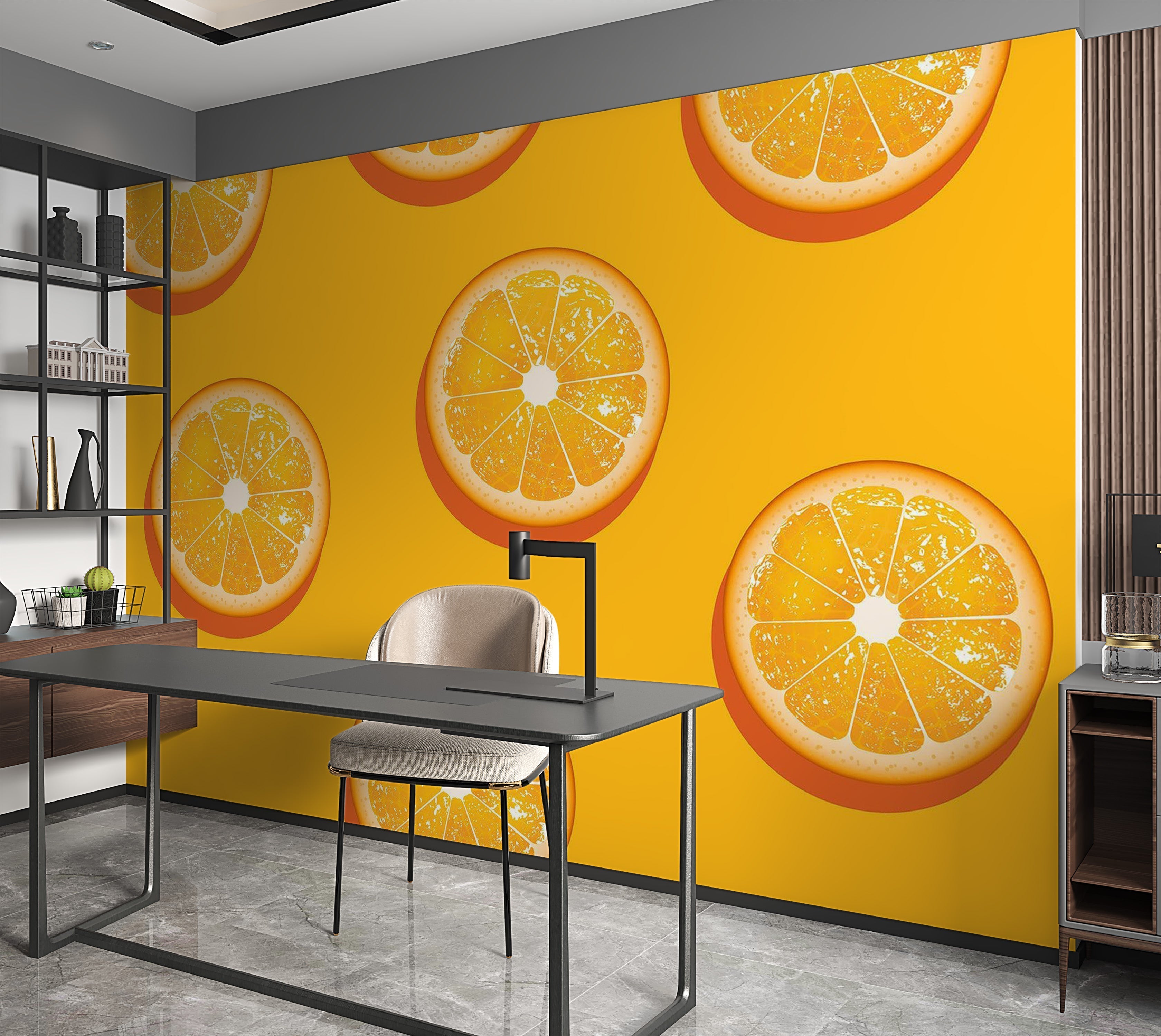 Premium Peel & Stick Wall Mural - Orange Slices Pattern