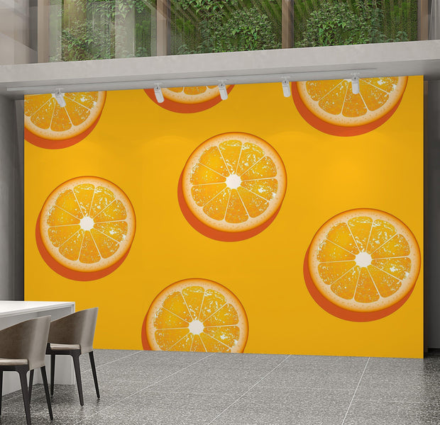 Premium Wallpaper Wall Mural - Orange Slices Pattern 60"Wx40"H / Non-Woven Fleece