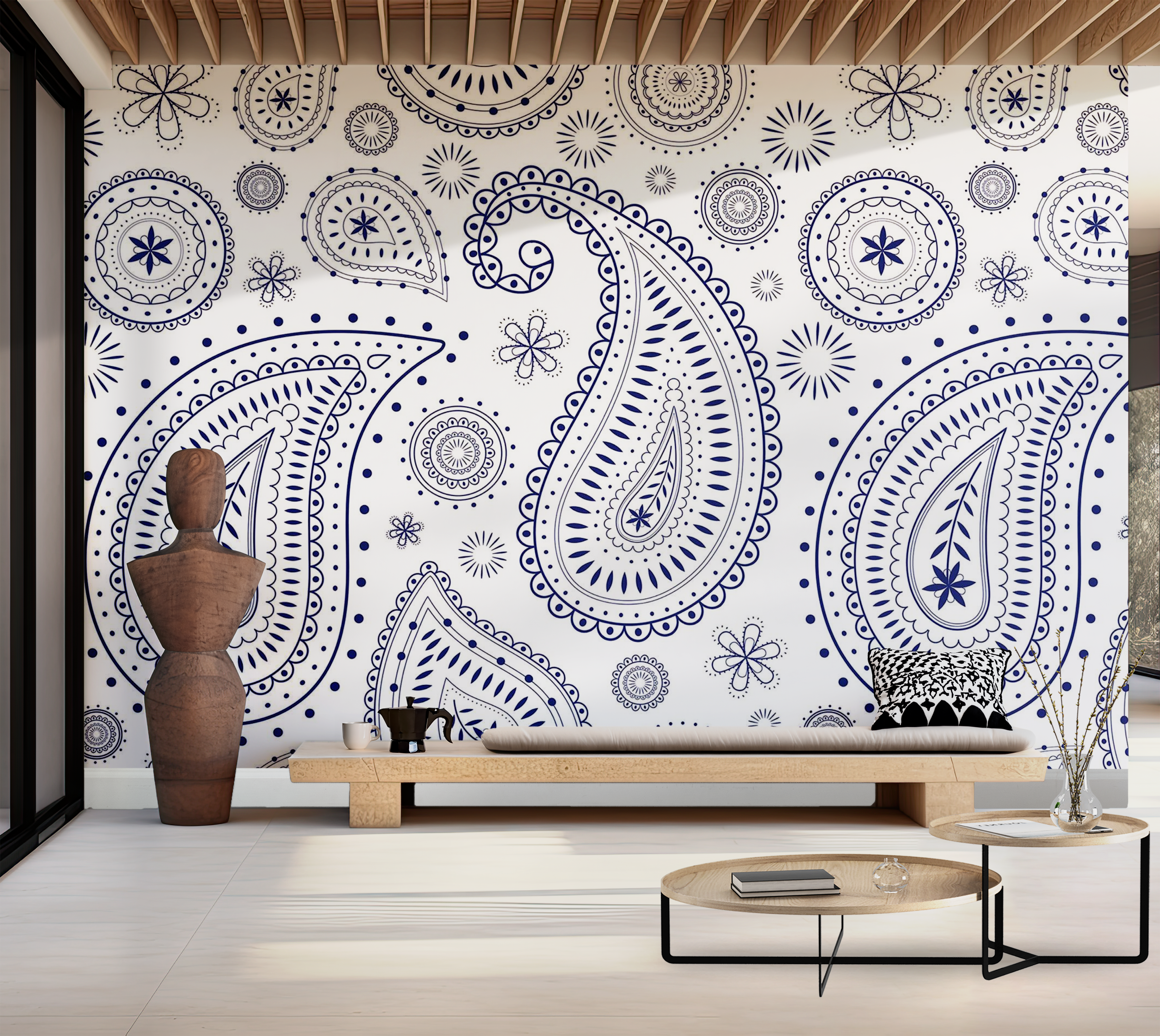 Premium Wallpaper Wall Mural - Paisley Pattern 60"Wx40"H / Non-Woven Fleece