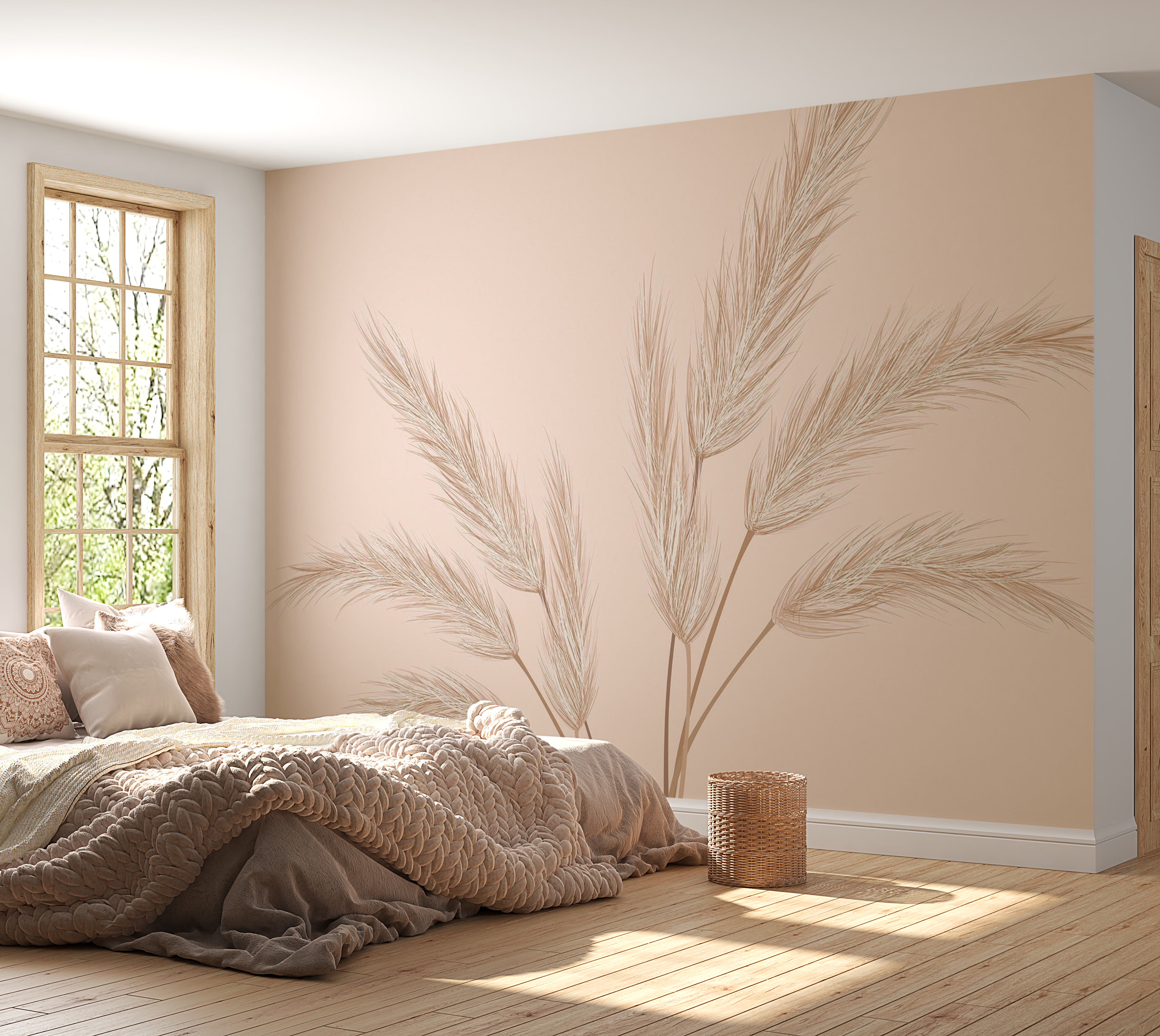 Premium Wallpaper Wall Mural - Pampas Grass 60"Wx40"H / Non-Woven Fleece