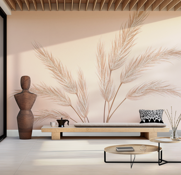 Premium Wallpaper Wall Mural - Pampas Grass 60"Wx40"H / Non-Woven Fleece
