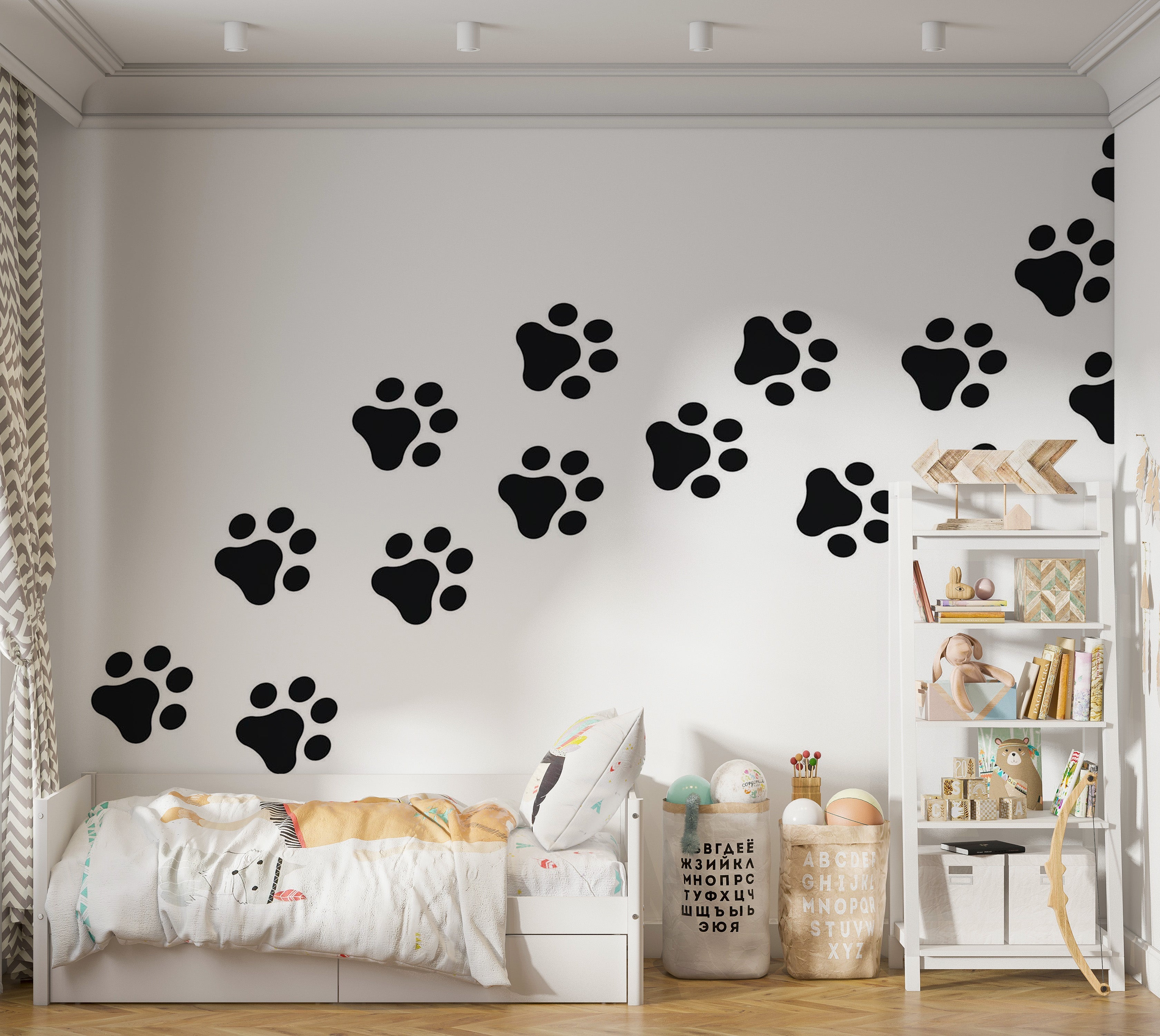 Premium Wallpaper Wall Mural - Paw Prints Pattern 60"Wx40"H / Non-Woven Fleece