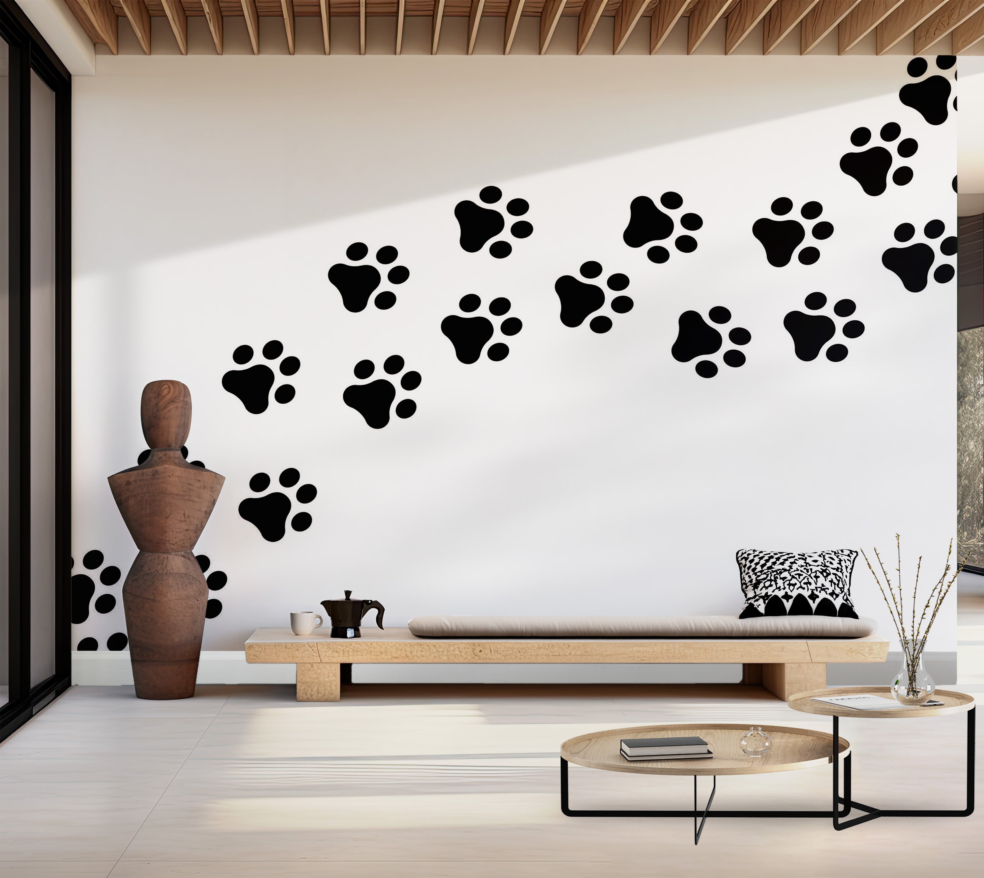 Premium Wallpaper Wall Mural - Paw Prints Pattern 60"Wx40"H / Non-Woven Fleece