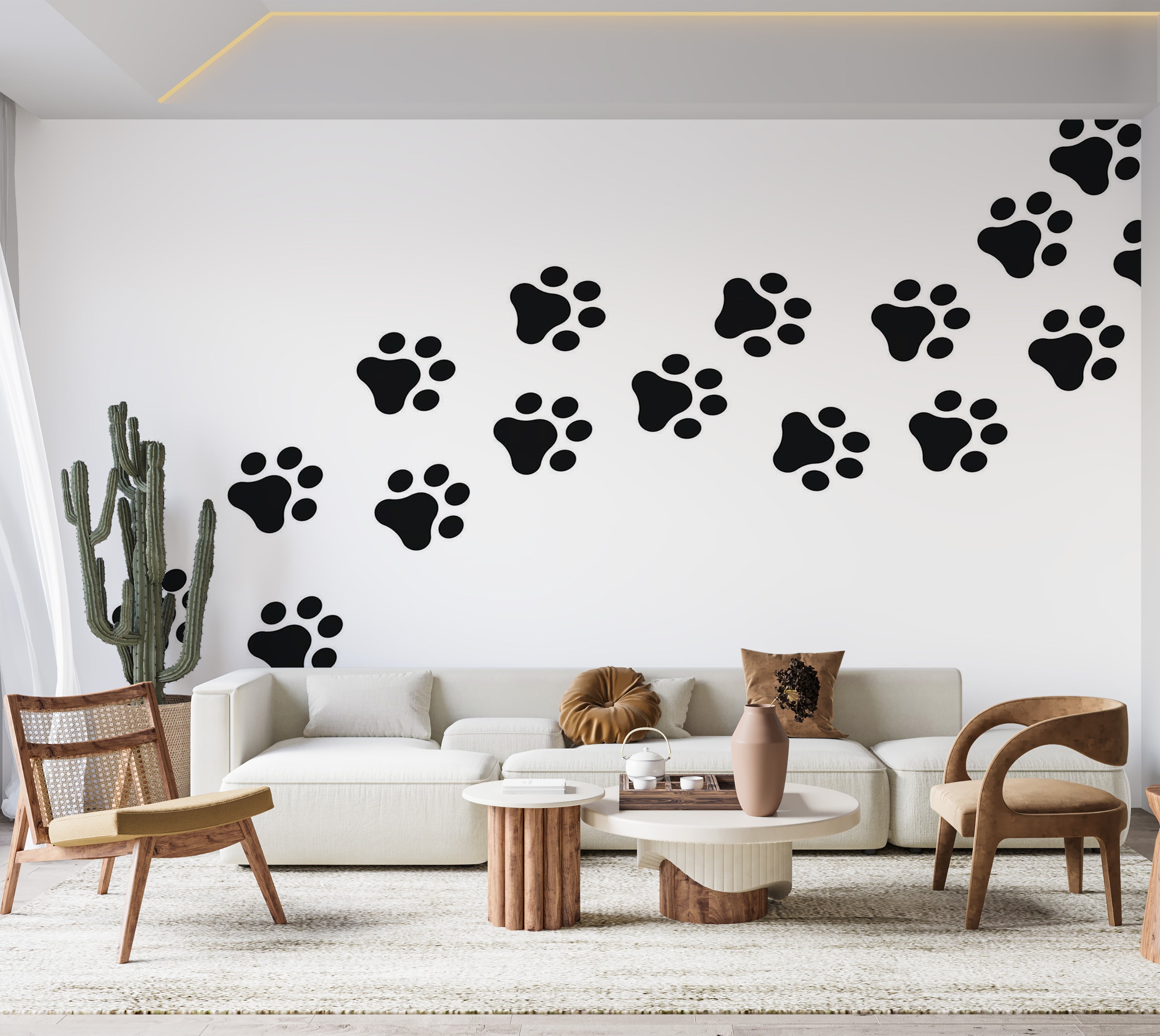 Premium Wallpaper Wall Mural - Paw Prints Pattern 60"Wx40"H / Non-Woven Fleece