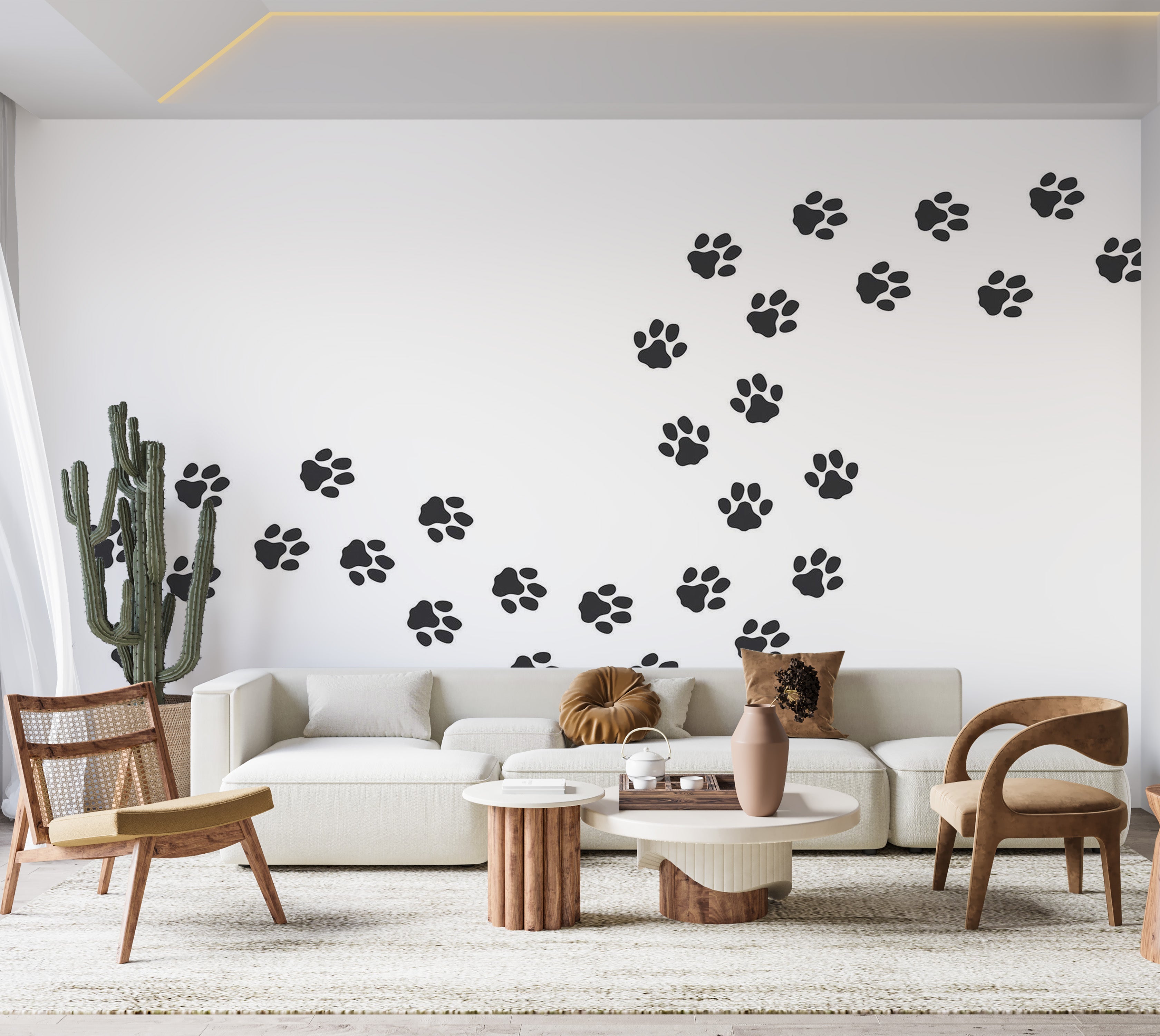 Premium Wallpaper Wall Mural - Paw Prints 60"Wx40"H / Non-Woven Fleece