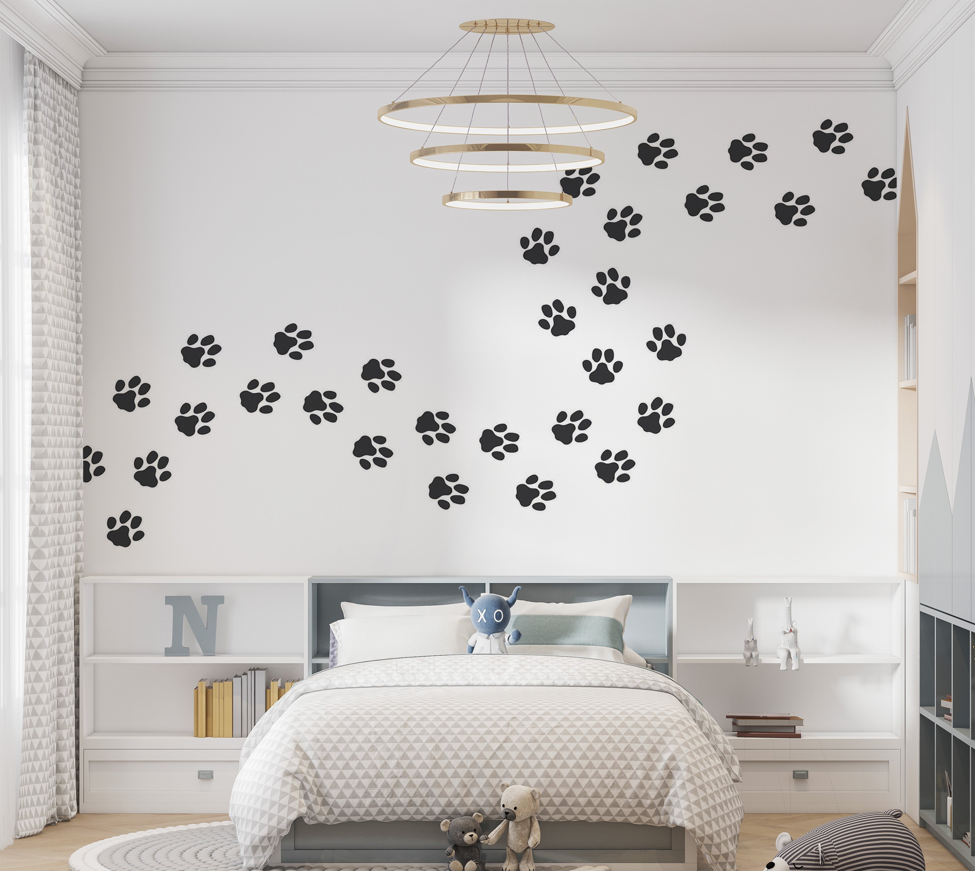 Premium Wallpaper Wall Mural - Paw Prints 60"Wx40"H / Non-Woven Fleece