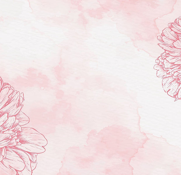 Premium Peel & Stick Wall Mural - Pink Floral Sketch