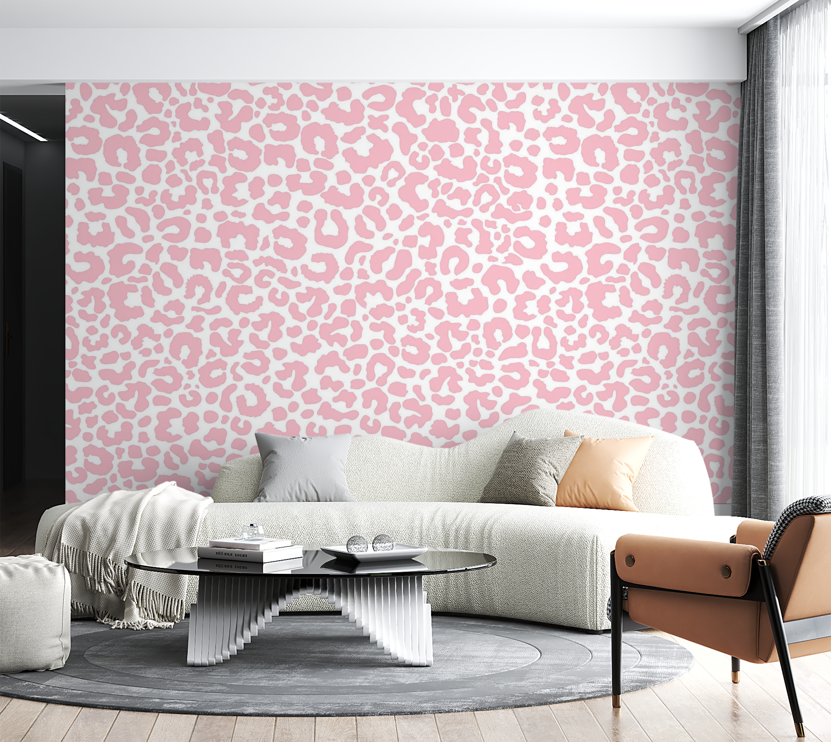 Premium Wallpaper Wall Mural - Pink Leopard Print 60"Wx40"H / Non-Woven Fleece