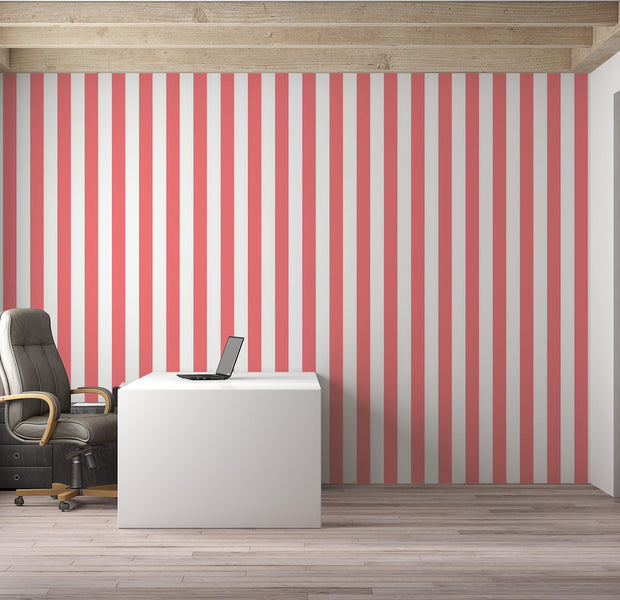 Premium Wallpaper Wall Mural - Pink Stripes 60"Wx40"H / Non-Woven Fleece
