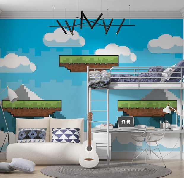 Premium Peel & Stick Wall Mural - Pixel Mountains