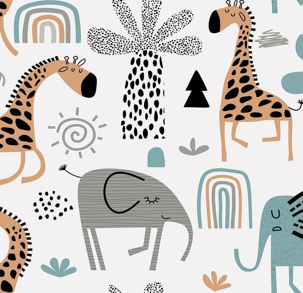 Premium Peel & Stick Wall Mural - Playful Safari Animals