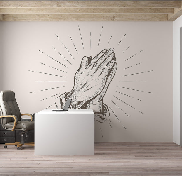 Premium Wallpaper Wall Mural - Praying Hands 60"Wx40"H / Non-Woven Fleece