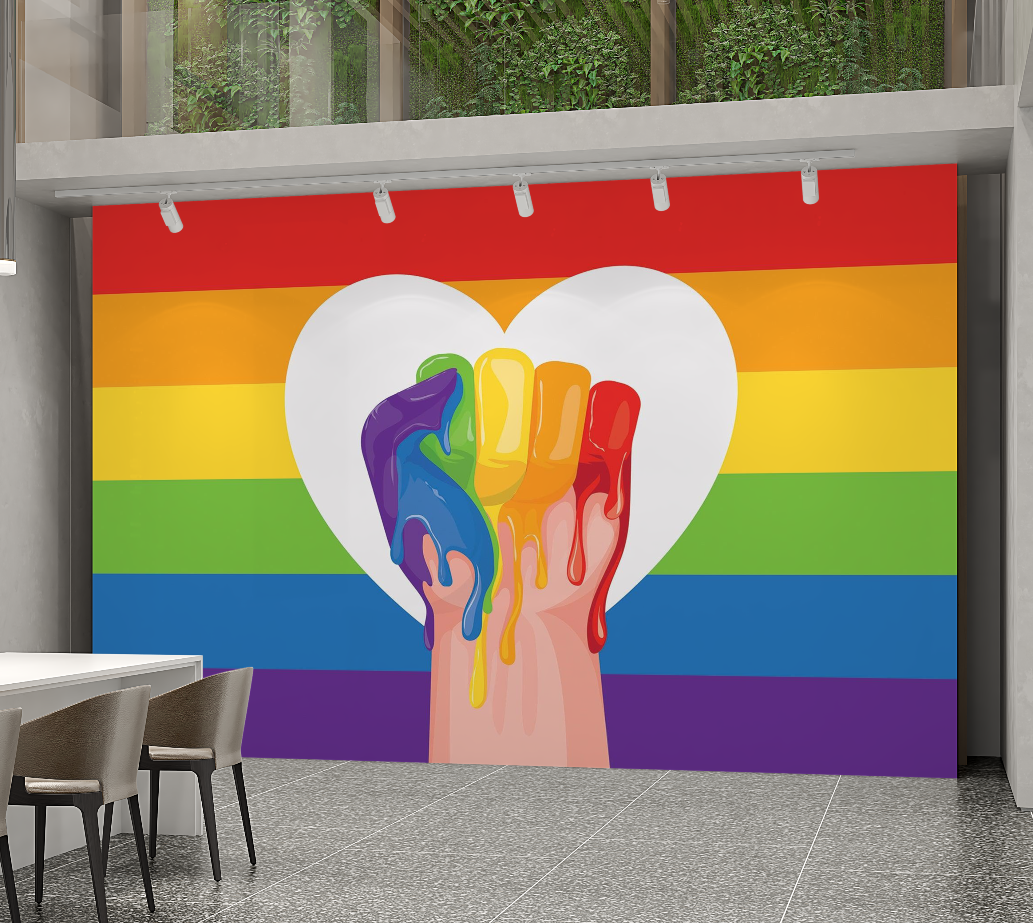 Premium Wallpaper Wall Mural - Pride Heart Clenched Fist 60"Wx40"H / Non-Woven Fleece