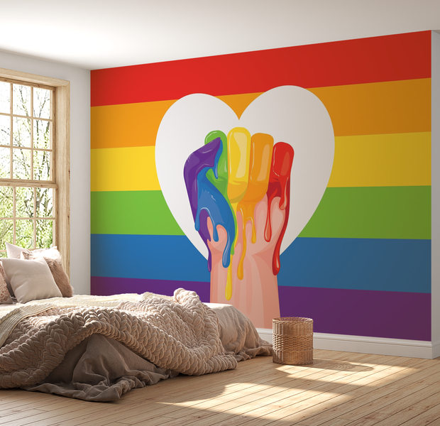 Premium Peel & Stick Wall Mural - Pride Heart Clenched Fist