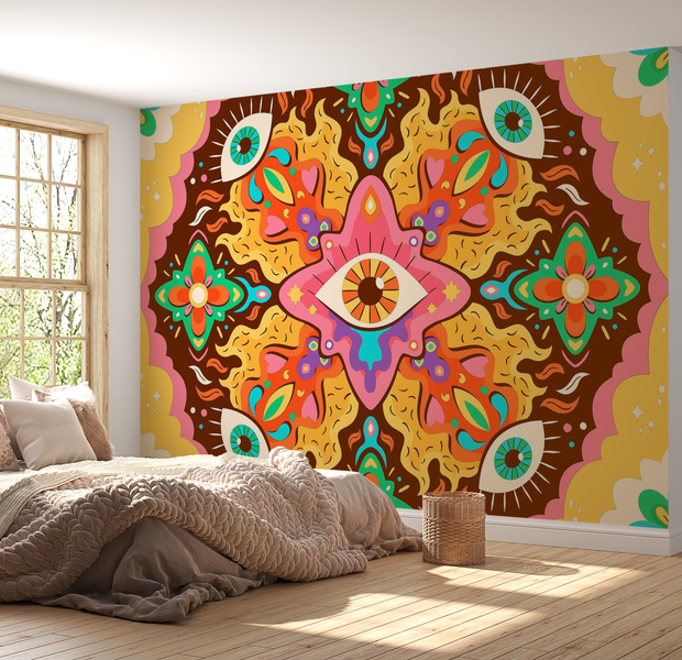 Premium Wallpaper Wall Mural - Psychedelic Pattern 60"Wx40"H / Non-Woven Fleece