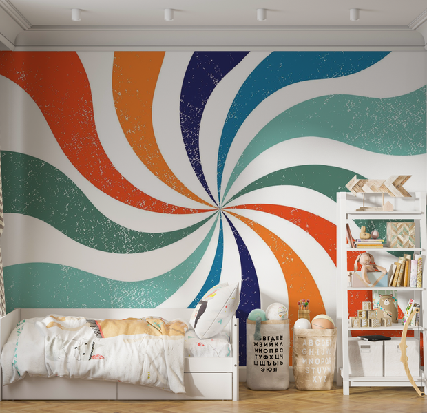 Premium Wallpaper Wall Mural - Psychedelic Swirl 60"Wx40"H / Non-Woven Fleece
