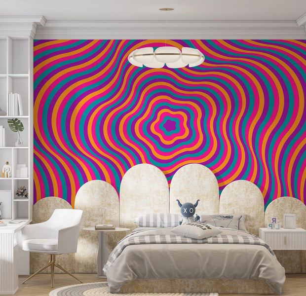 Premium Wallpaper Wall Mural - Psychedelic Swirls 60"Wx40"H / Non-Woven Fleece