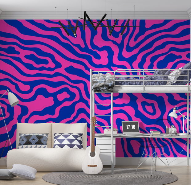 Premium Wallpaper Wall Mural - Psychedelic Zebra Stripes 60"Wx40"H / Non-Woven Fleece