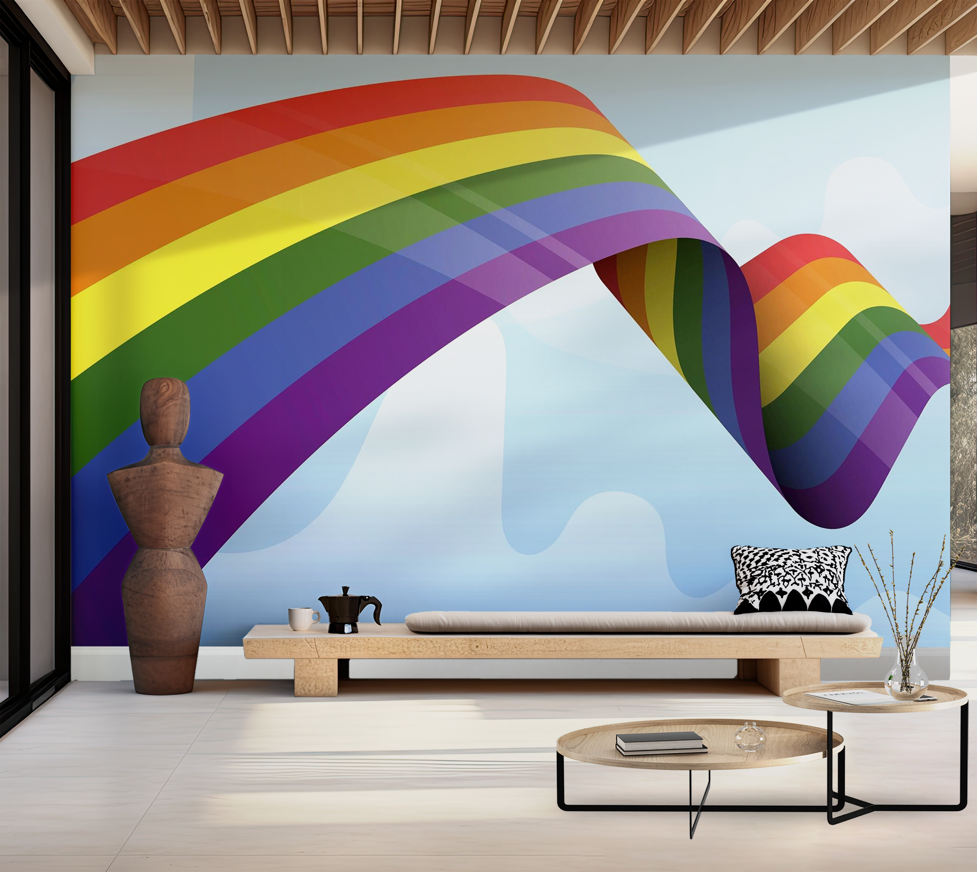 Premium Wallpaper Wall Mural - Rainbow Abstract Art 60"Wx40"H / Non-Woven Fleece