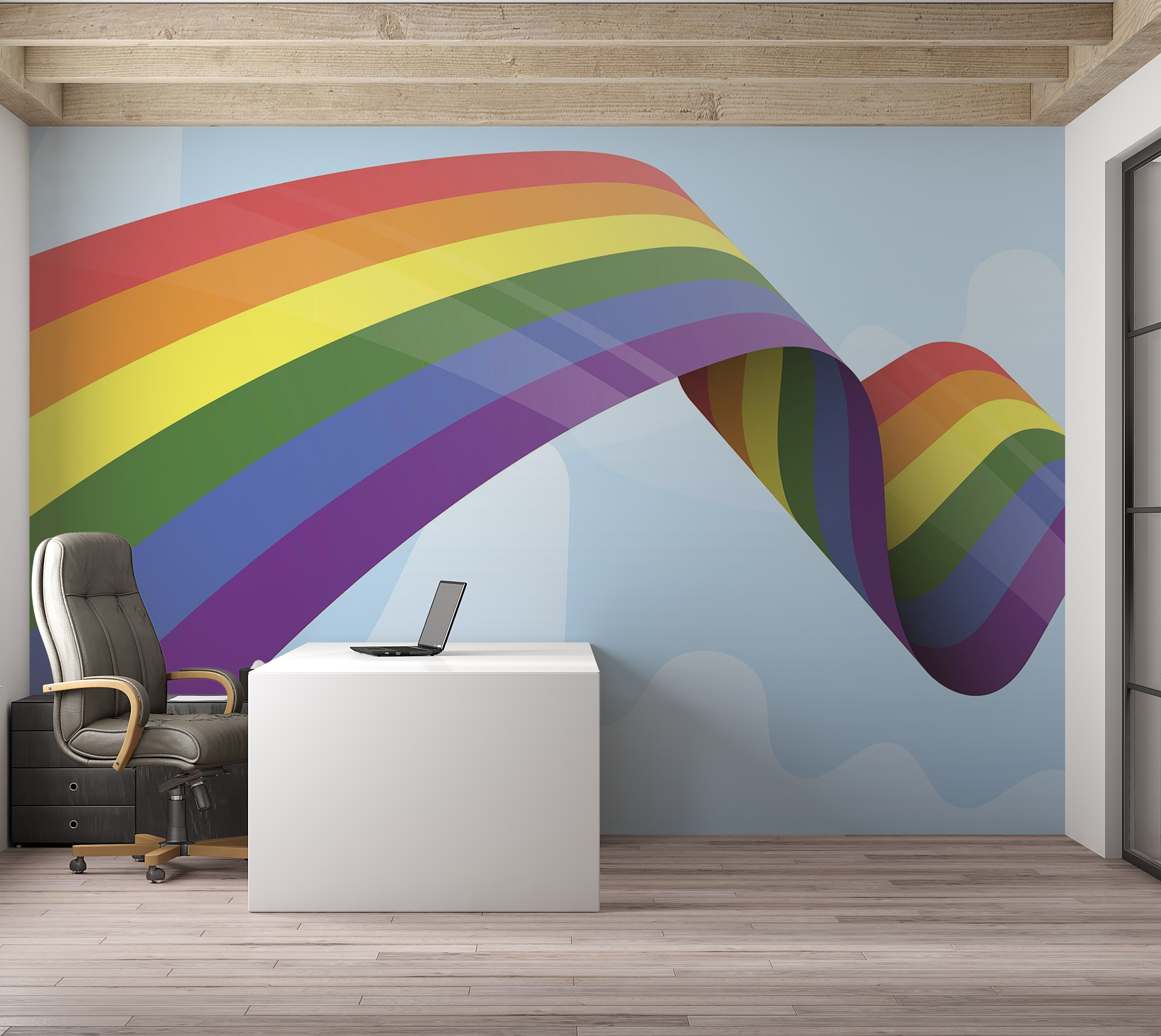 Premium Wallpaper Wall Mural - Rainbow Abstract Art 60"Wx40"H / Non-Woven Fleece