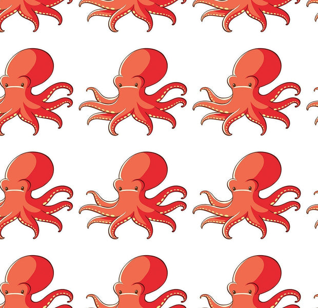 Premium Peel & Stick Wall Mural - Red Octopus Pattern