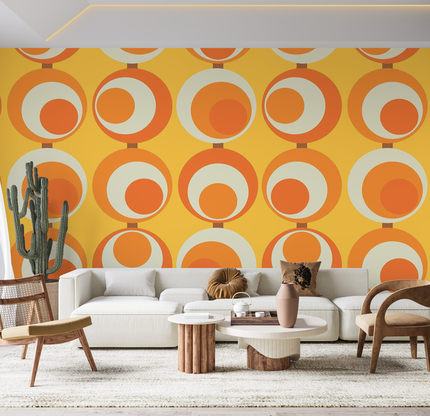Premium Wallpaper Wall Mural - Retro Circles 60"Wx40"H / Non-Woven Fleece