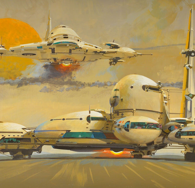 Premium Peel & Stick Wall Mural - Retro Futuristic Spaceships