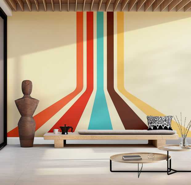 Premium Peel & Stick Wall Mural - Retro Stripes