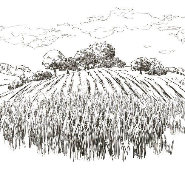 Premium Peel & Stick Wall Mural - Sketch Countryside Fields