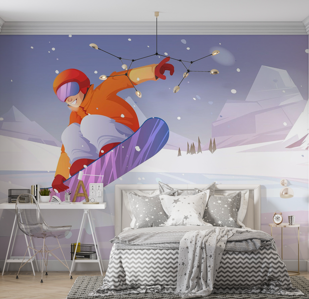 Premium Peel & Stick Wall Mural - Snowboard Jump