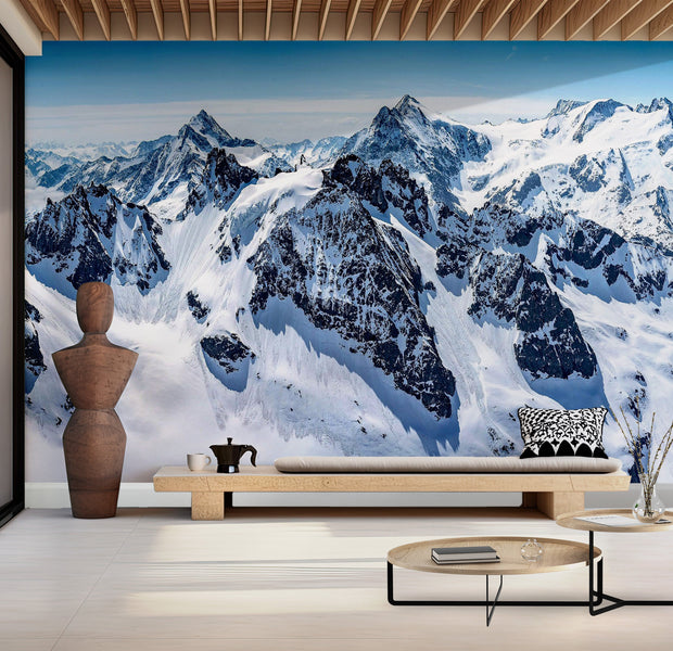 Premium Peel & Stick Wall Mural - Snowy Mountain Peaks