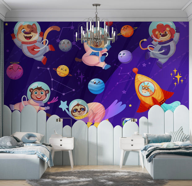 Premium Wallpaper Wall Mural - Space Animals Adventure