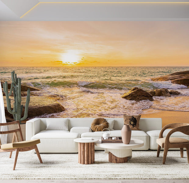 Premium Wallpaper Wall Mural - Sunset Beach 60"Wx40"H / Non-Woven Fleece