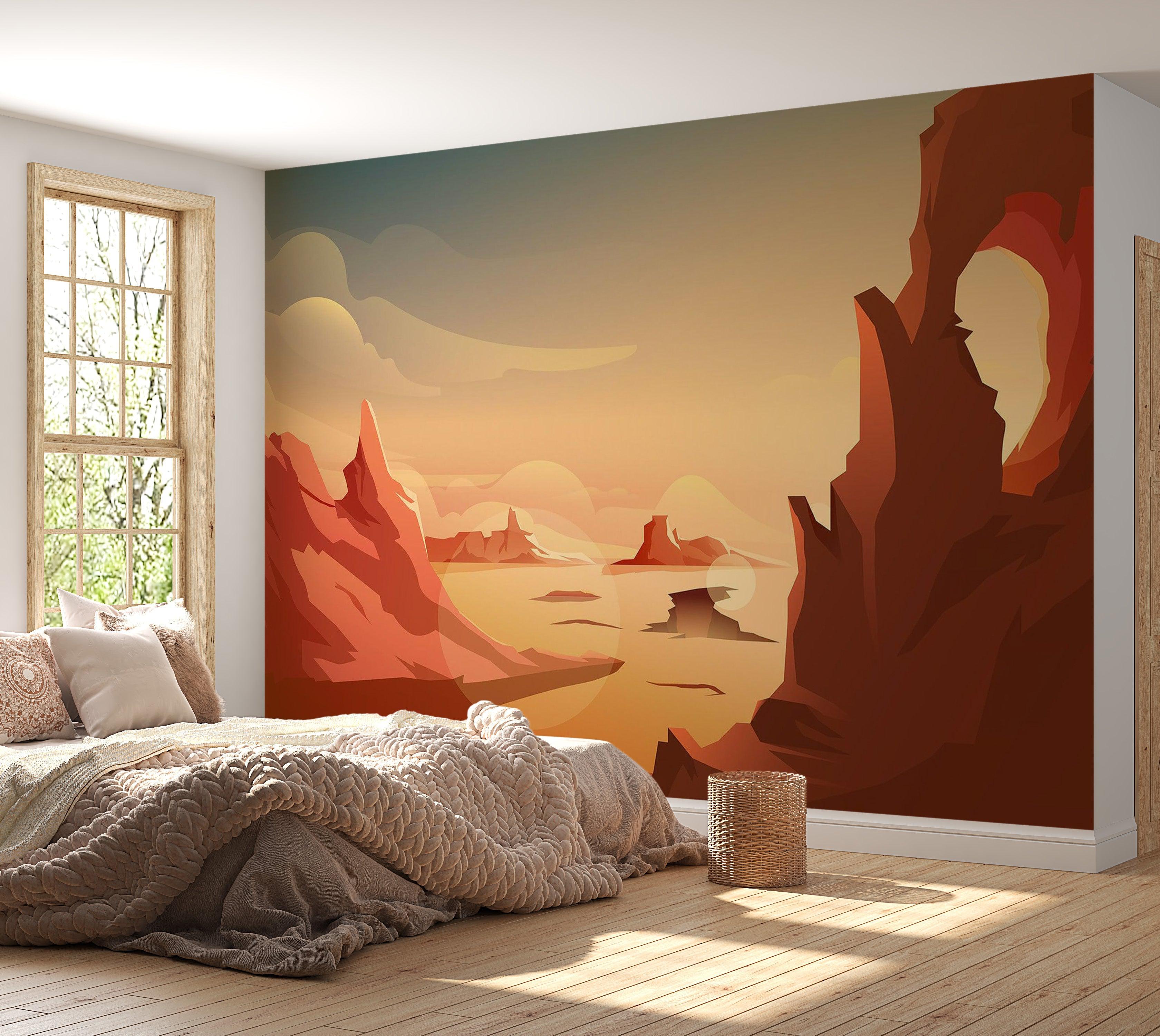 Premium Wallpaper Wall Mural - Sunset Canyon 60"Wx40"H / Non-Woven Fleece