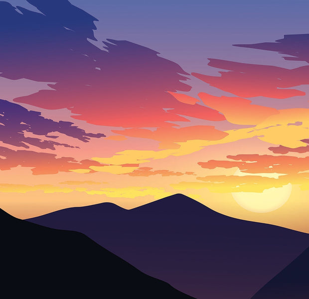 Premium Peel & Stick Wall Mural - Sunset Mountain Silhouette
