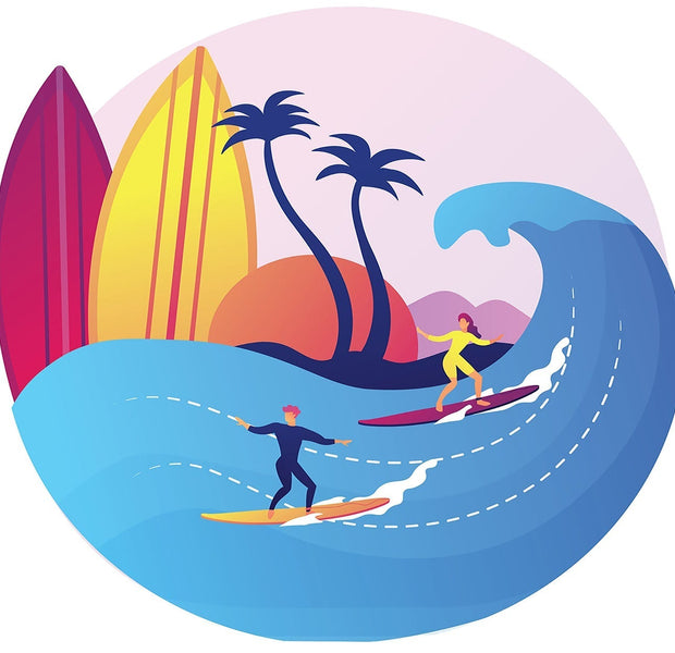 Premium Peel & Stick Wall Mural - Surfing Paradise