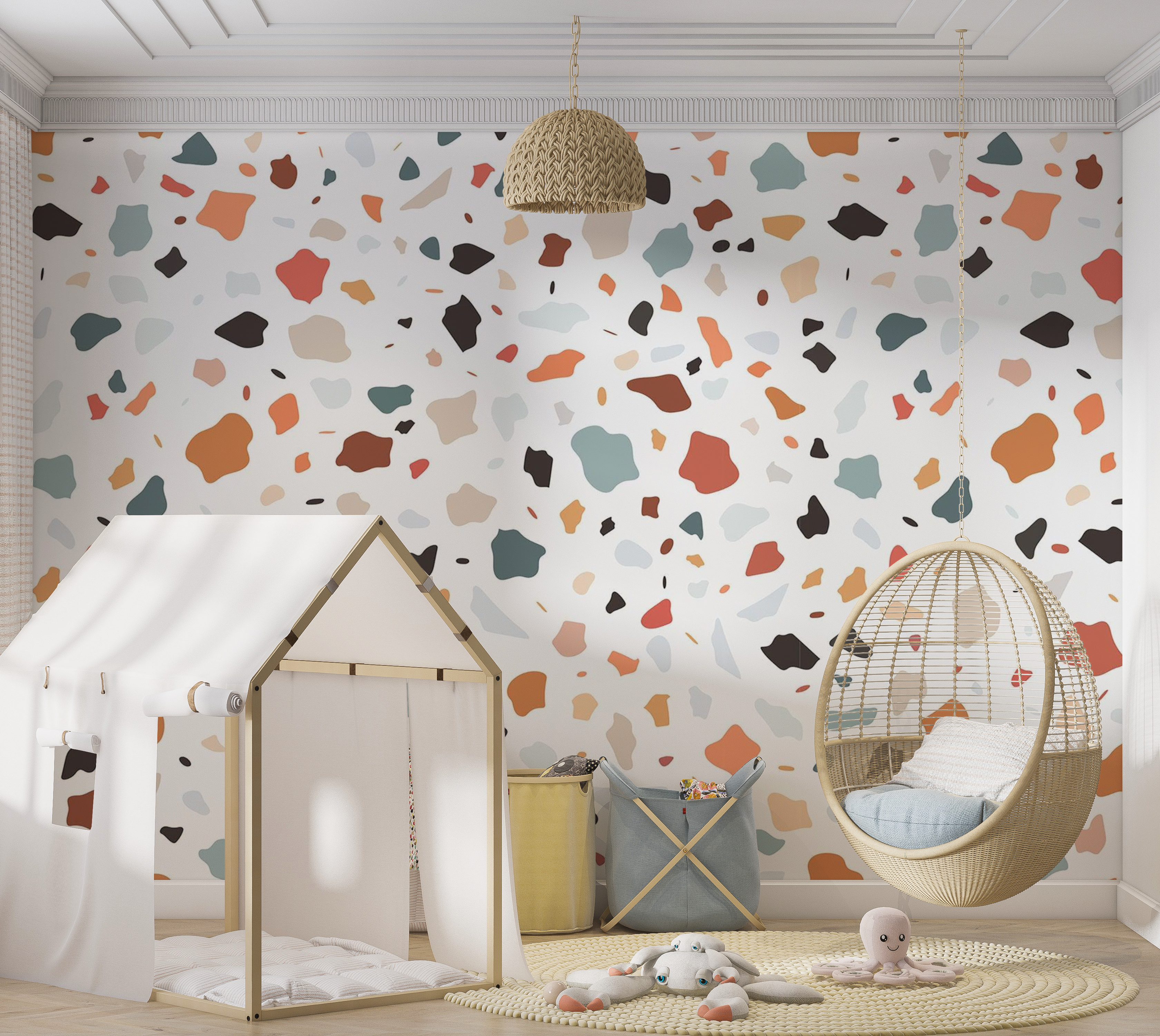 Premium Wallpaper Wall Mural - Terrazzo Pattern 60"Wx40"H / Non-Woven Fleece