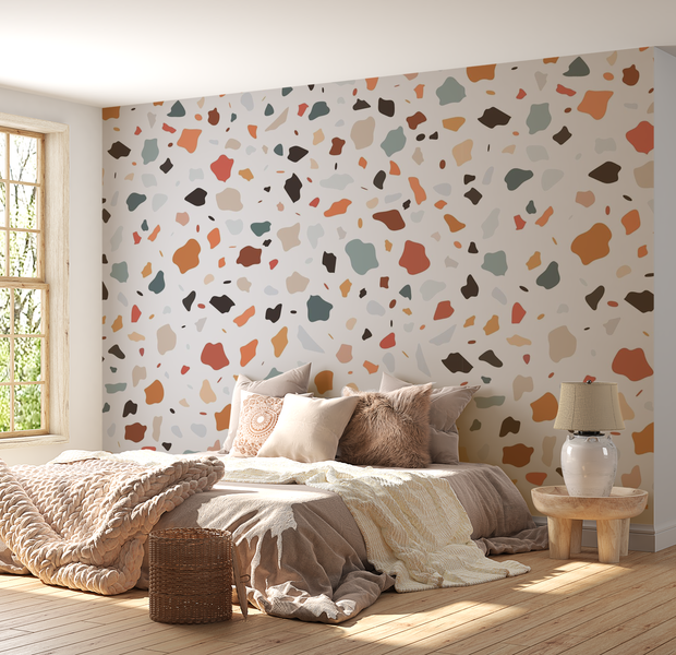 Premium Wallpaper Wall Mural - Terrazzo Pattern 60"Wx40"H / Non-Woven Fleece