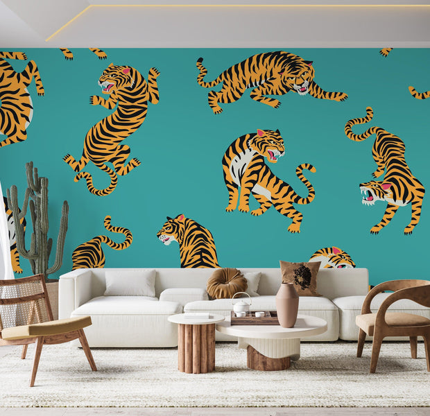 Premium Wallpaper Wall Mural - Tiger Patterns 60"Wx40"H / Non-Woven Fleece