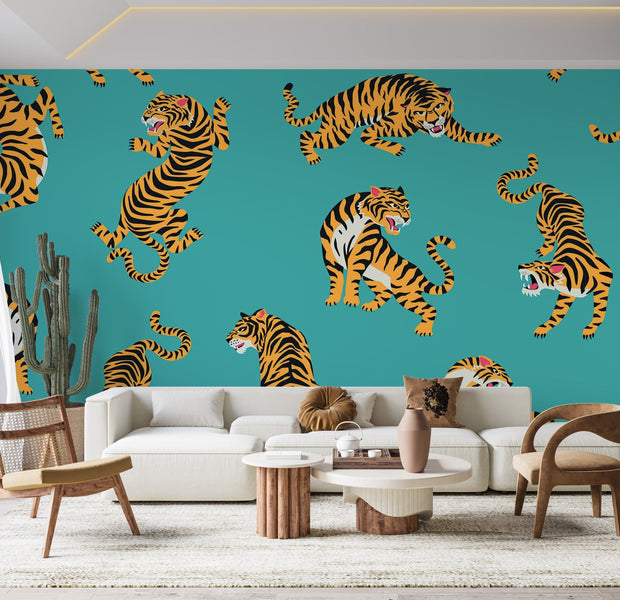 Premium Peel & Stick Wall Mural - Tiger Patterns