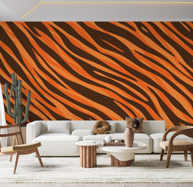 Premium Wallpaper Wall Mural - Tiger Stripe Pattern 60"Wx40"H / Non-Woven Fleece