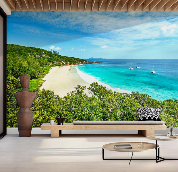 Premium Wallpaper Wall Mural - Tropical Beach Paradise 60"Wx40"H / Non-Woven Fleece