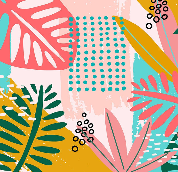 Premium Peel & Stick Wall Mural - Tropical Foliage Abstract