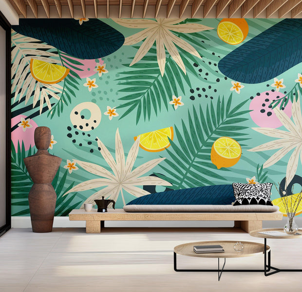 Premium Wallpaper Wall Mural - Tropical Foliage 60"Wx40"H / Non-Woven Fleece
