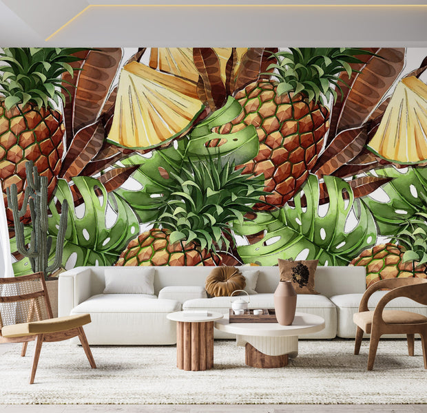 Premium Peel & Stick Wall Mural - Tropical Fruit Pattern