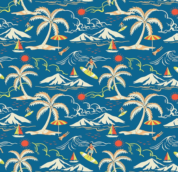 Premium Peel & Stick Wall Mural - Tropical Surfing Paradise