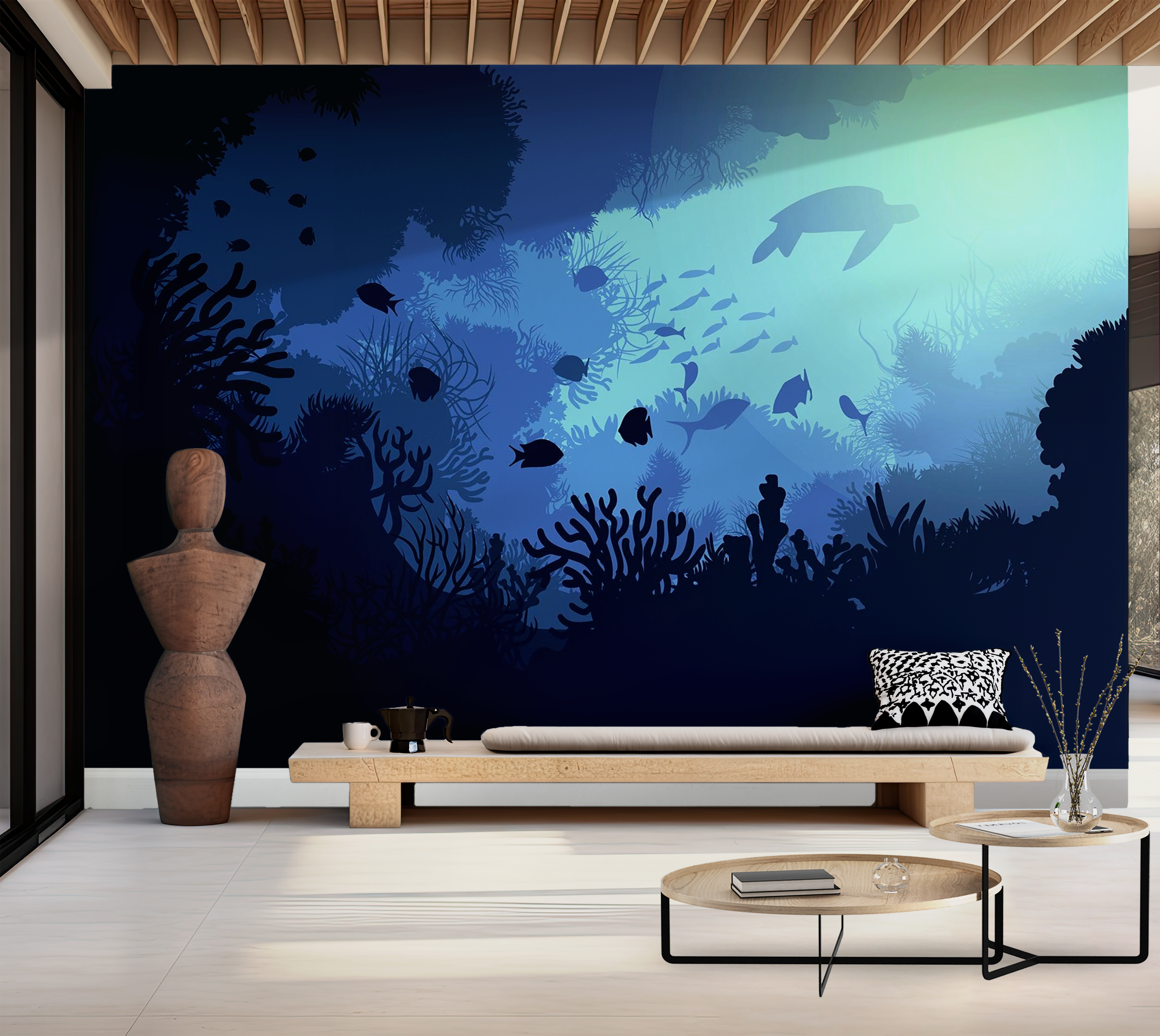 Premium Wallpaper Wall Mural - Underwater Scene 60"Wx40"H / Non-Woven Fleece